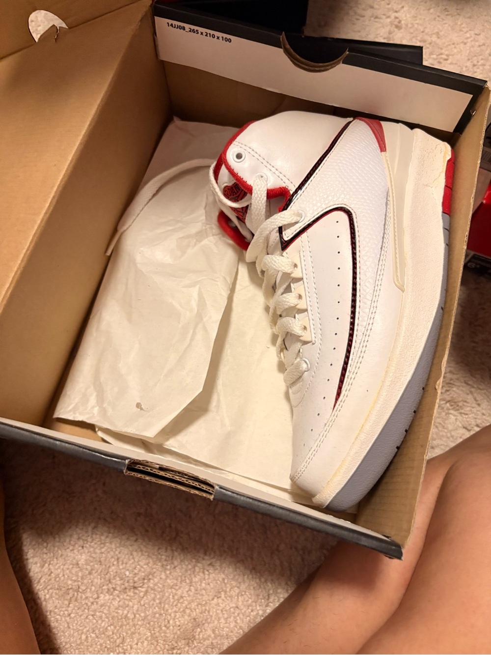 Jordan Kids White and Red Sneakers